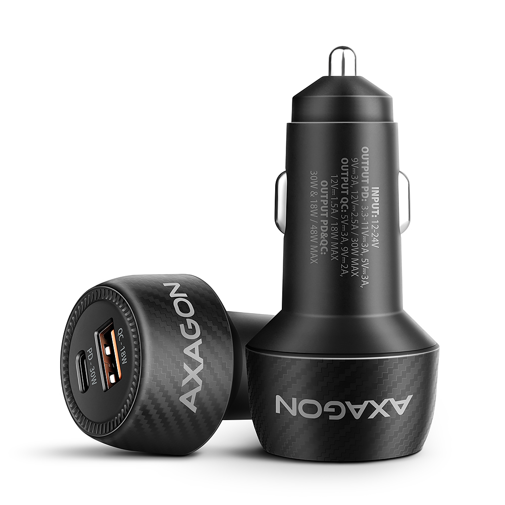 AXAGON Car charger 48W, USB-A + USB-C, PD3.0/PPS/QC4+/SFC - PWC-PQ48