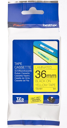 Brother - TZe-661 Laminated Tape - Black on Yellow - TZe - 8 m - 3.6 cm