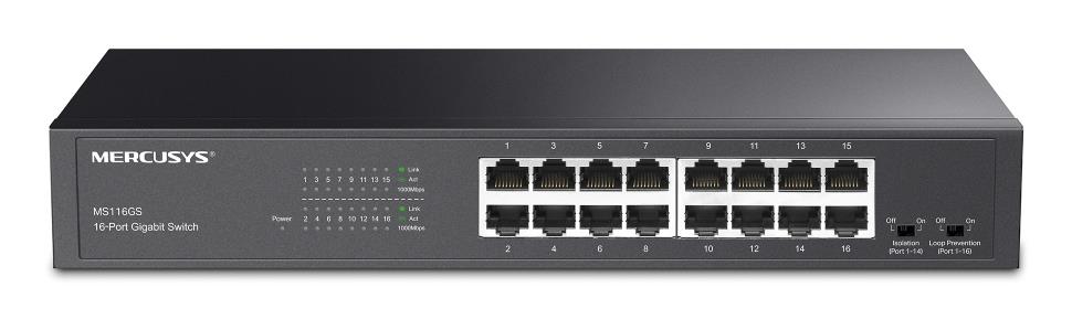 Switch|MERCUSYS|MS116GS|16x10Base-T / 100Base-TX / 1000Base-T|MS116GS