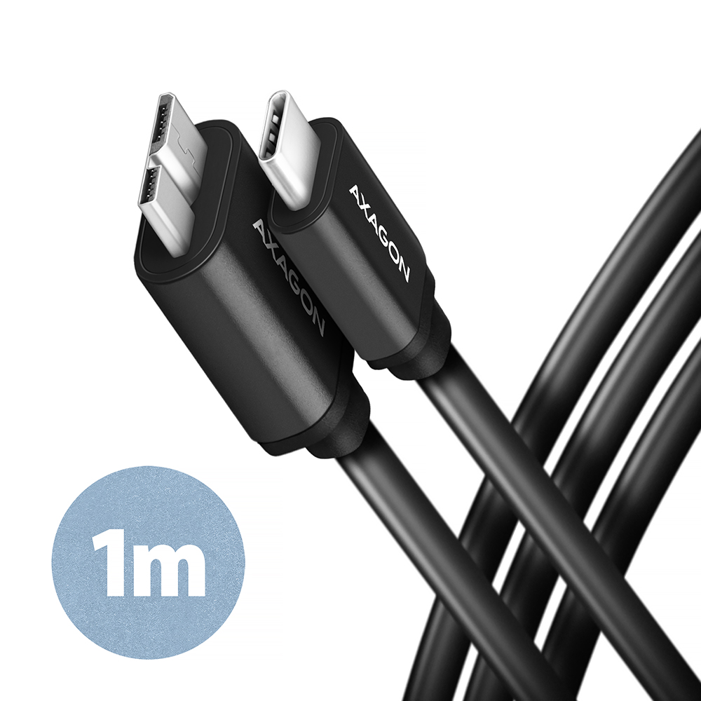AXAGON - Data and power suply cable, 1 m - BUMM3-CM10AB - USB Type C to USB Type Micro-B
