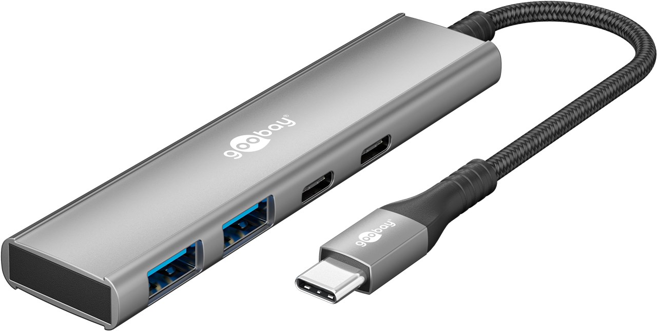 Goobay Slim 4-Port USB Hub, USB-C to USB-C/USB-A, 5 Gbit/s - 76563