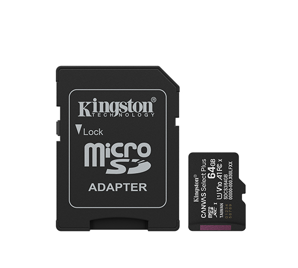Kingston Canvas Select Plus - 64 GB - microSD - Flash memory class Class 10, UHS-I, U1/U3, video class 10/30, A1