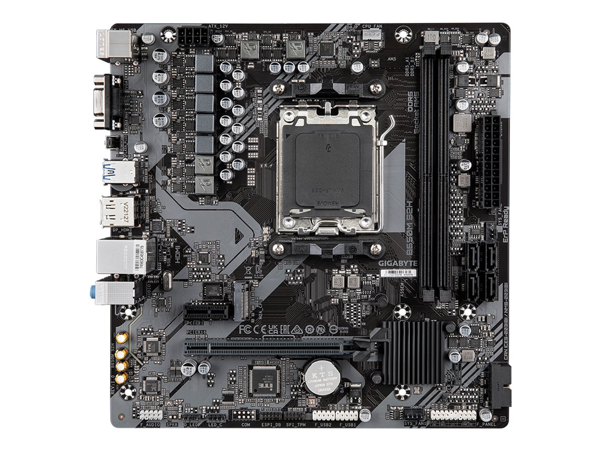 Gigabyte - B650M S2H 1.0 M/B - Processor family AMD - Processor socket AM5 - DDR5 DIMM - Memory slots 2 - Supported hard disk drive interfaces SATA - Number of SATA connectors 4 - Chipset AMD B650 - Micro ATX