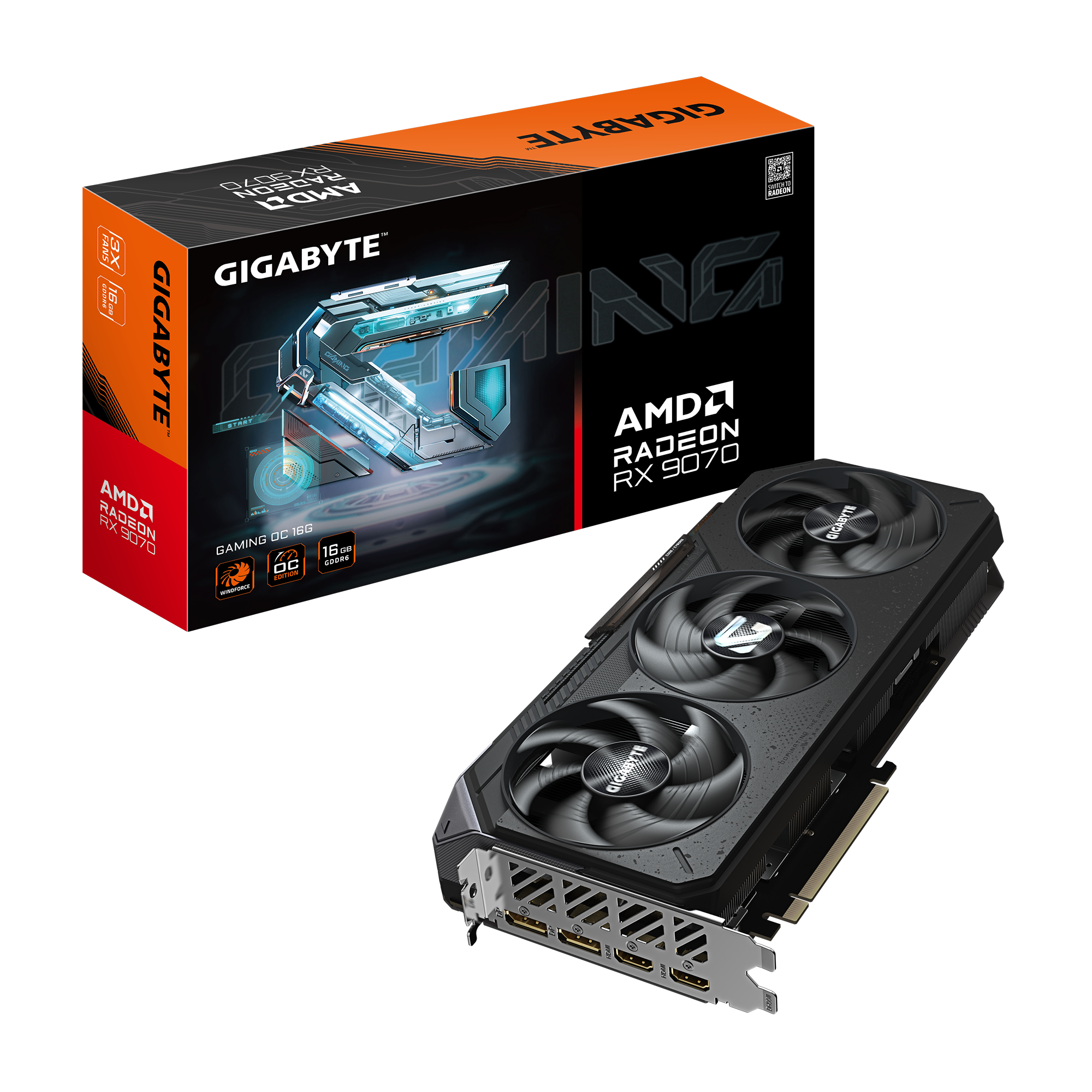 Gigabyte Radeon RX 9070 GAMING OC 16G - AMD - 16 GB - Radeon RX 9070 - HDMI ports quantity 2 - PCI-E 5.0