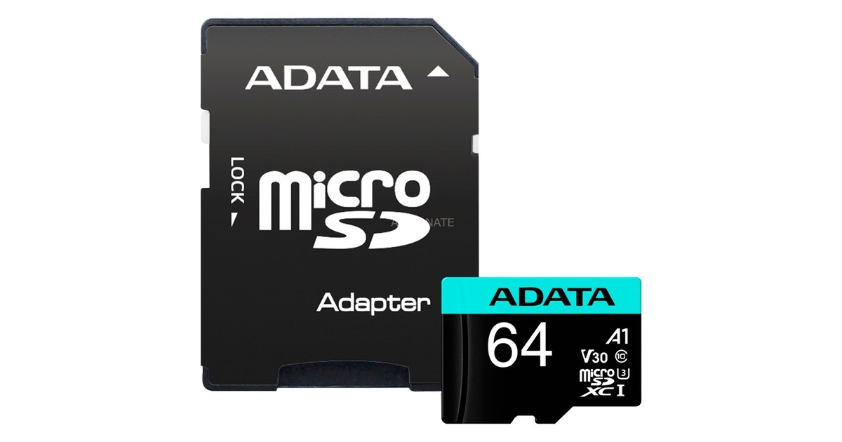 ADATA - Premier Pro UHS-I U3 V30S - 64 GB - MicroSDXC - Flash memory class 10 - Adapter