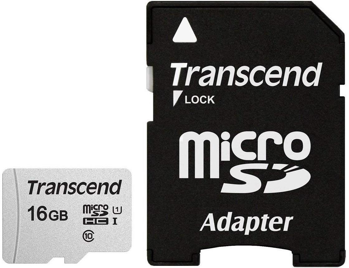 MEMORY MICRO SDHC 16GB W/ADAP/C10 TS16GUSD300S-A TRANSCEND