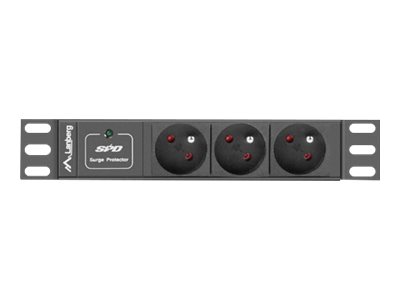 Lanberg Power Distribution Unit (PDU) 10" 1U 16A 2m 3x French Outlets - PDU-03E-0200-BK