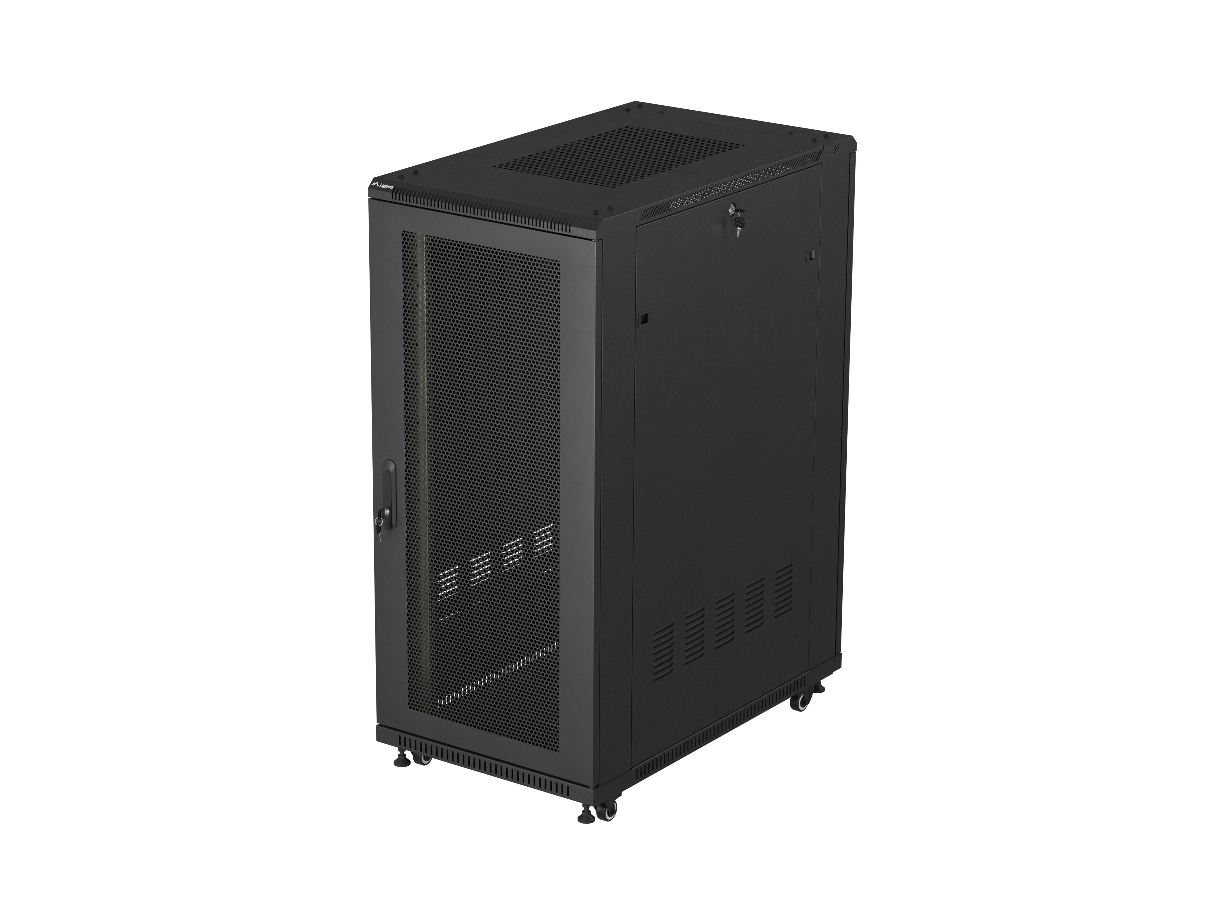 Lanberg Rack cabinet 19" free-standing 27U/600x1000 (flat pack) with mesh door - FF01-6027-23B - IP20 - Black, RAL 9004