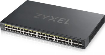 ZYXEL GS1920-48HPV2, 50 PORT SMART MANAGED POE SWITCH 48X GIGABIT COPPER POE AND 4X GIGABIT DUAL PERS., HYBRID MODE, STANDALONE OR NEBULAFLEX CLOUD, 375 WATT POE