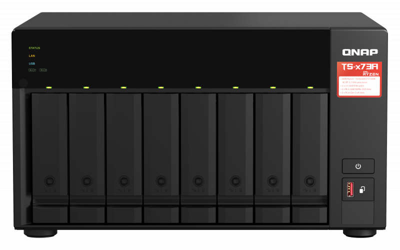 QNAP - 8-Bay QTS and QuTS hero NAS - TS-873A-8G - Up to 8 HDD/SSD Hot-Swap - AMD Ryzen - Ryzen V1500B Quad-Core - Processor frequency 2.2 GHz - 8 GB - DDR4
