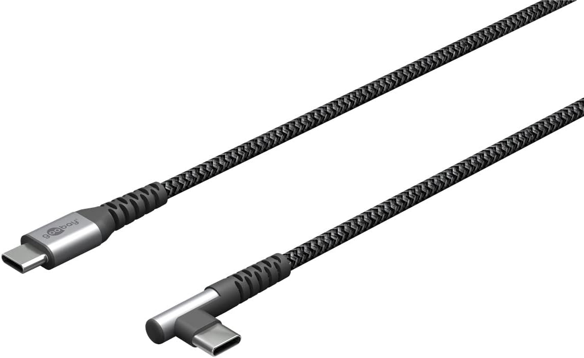 Goobay - 64659 USB-C to USB-C Textile Cable with Metal Plugs, 1 m - USB-C to USB-C
