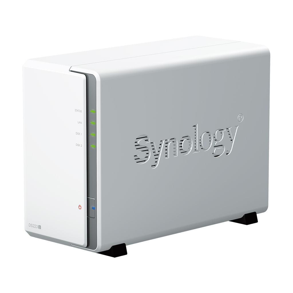 Synology - Tower NAS - DS223j - up to 2 HDD/SSD - Realtek - RTD1619B - Processor frequency 1.7 GHz - 1 GB - DDR4