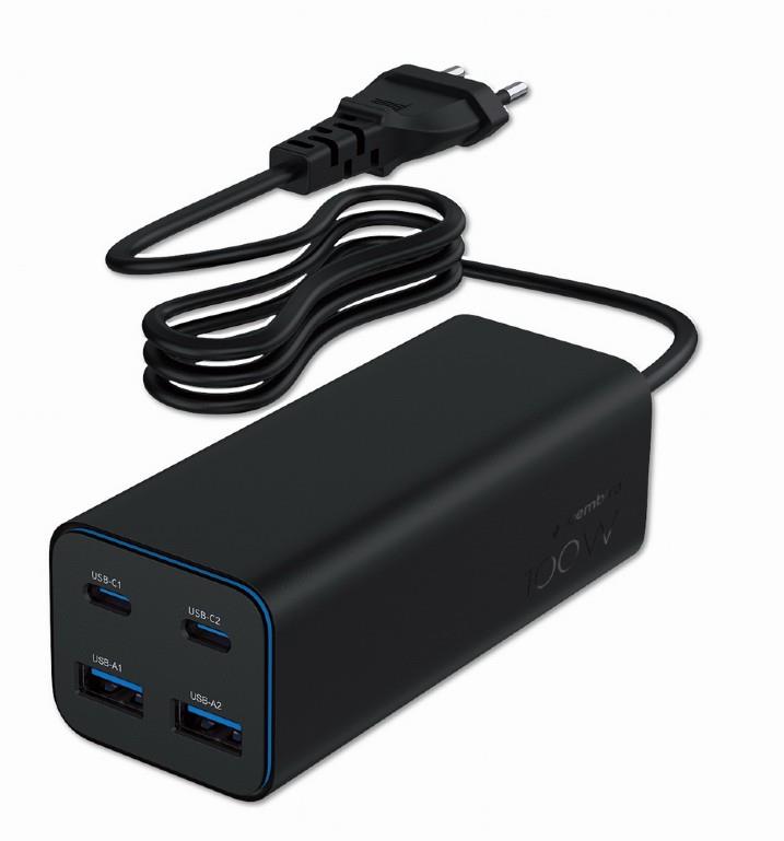 CHARGER USB UNIVERSAL 4P 100W/TA-UC-2A2C-PD100-01-BK GEMBIRD