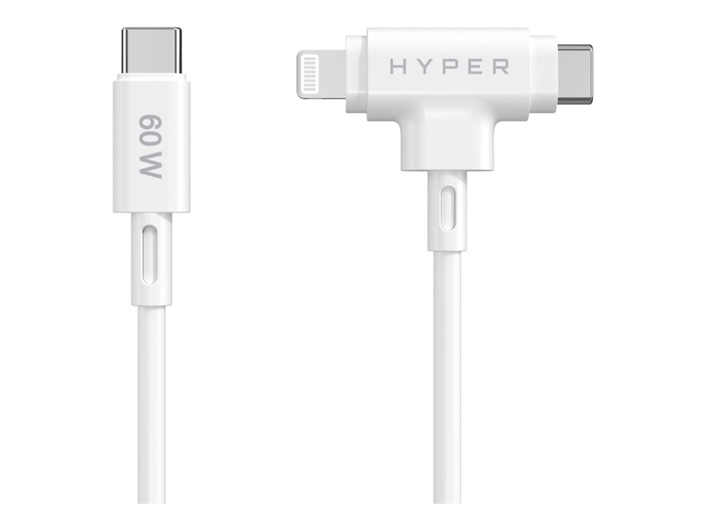 Hyper - HyperJuice Silicone USB-C to USB-C and Lightning Hybrid 60W Cable