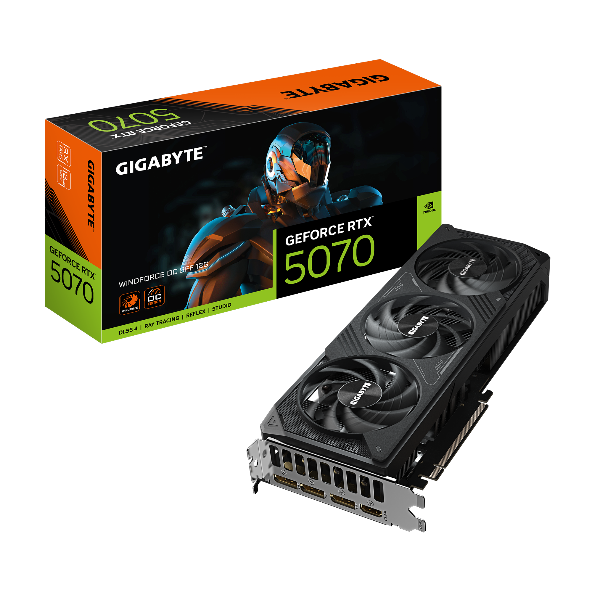 Gigabyte GeForce RTX 5070 WINDFORCE OC SFF 12G - NVIDIA - 12 GB - GeForce RTX 5070 - HDMI ports quantity 1 - PCI-E 5.0