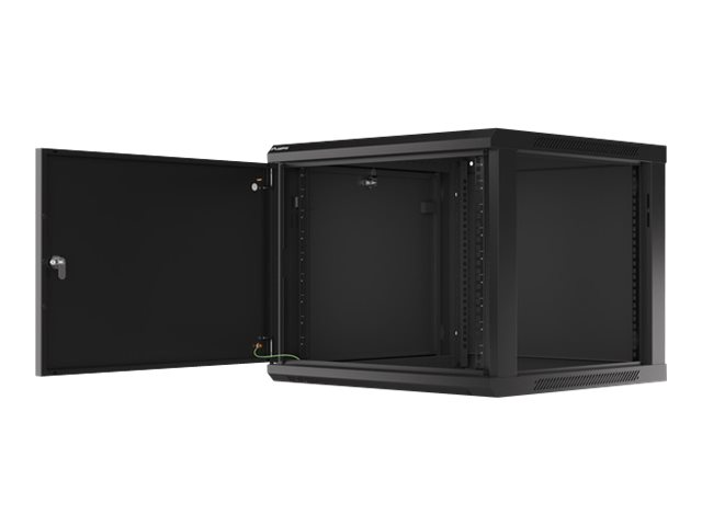 Lanberg - Rack cabinet 19" wall-mount 9U/600x600 (flat pack) for self-assembly with metal door - WF01-6609-00B - Black