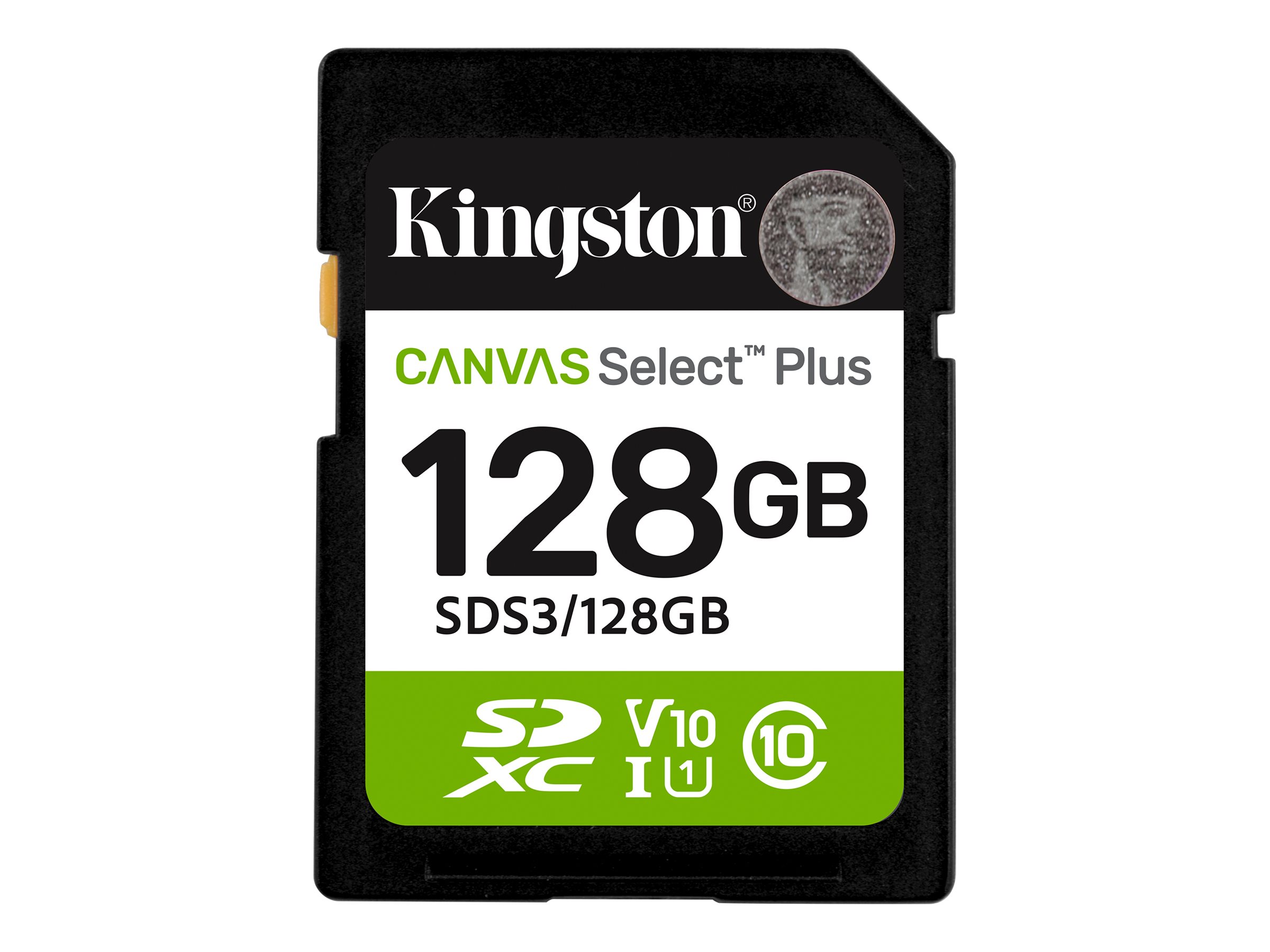 Kingston Canvas Select Plus - 128 GB - SD - Flash memory class Class 10, UHS-I, U1/U3, Video Class 10/30