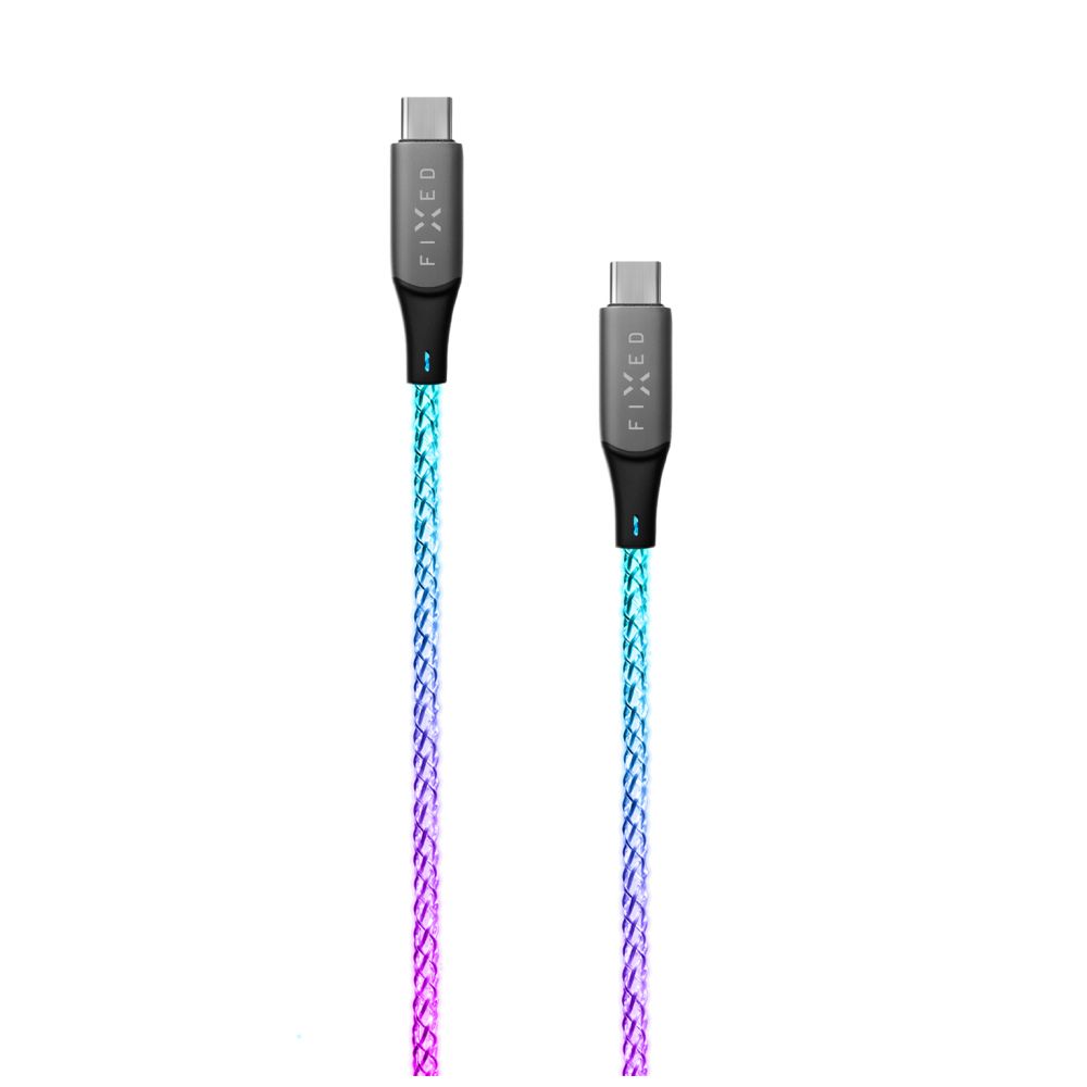 Fixed - Glowing Charging Cable USB-C/USB-C, PD support, Rainbow - FIXDLED-CC-RA