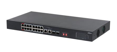 Switch|DAHUA|S3218-16ET-135|Switch type Unmanaged|Switch layer L2|Rack mounting Yes|Stackable Yes|Form factor 1U|2xRJ-45 ports|RJ-45 Ports Type Gigabit Ethernet (10/100/1000)|2xSFP module slots quantity|Power over Ethernet (PoE) Yes|16xPower over Ethernet