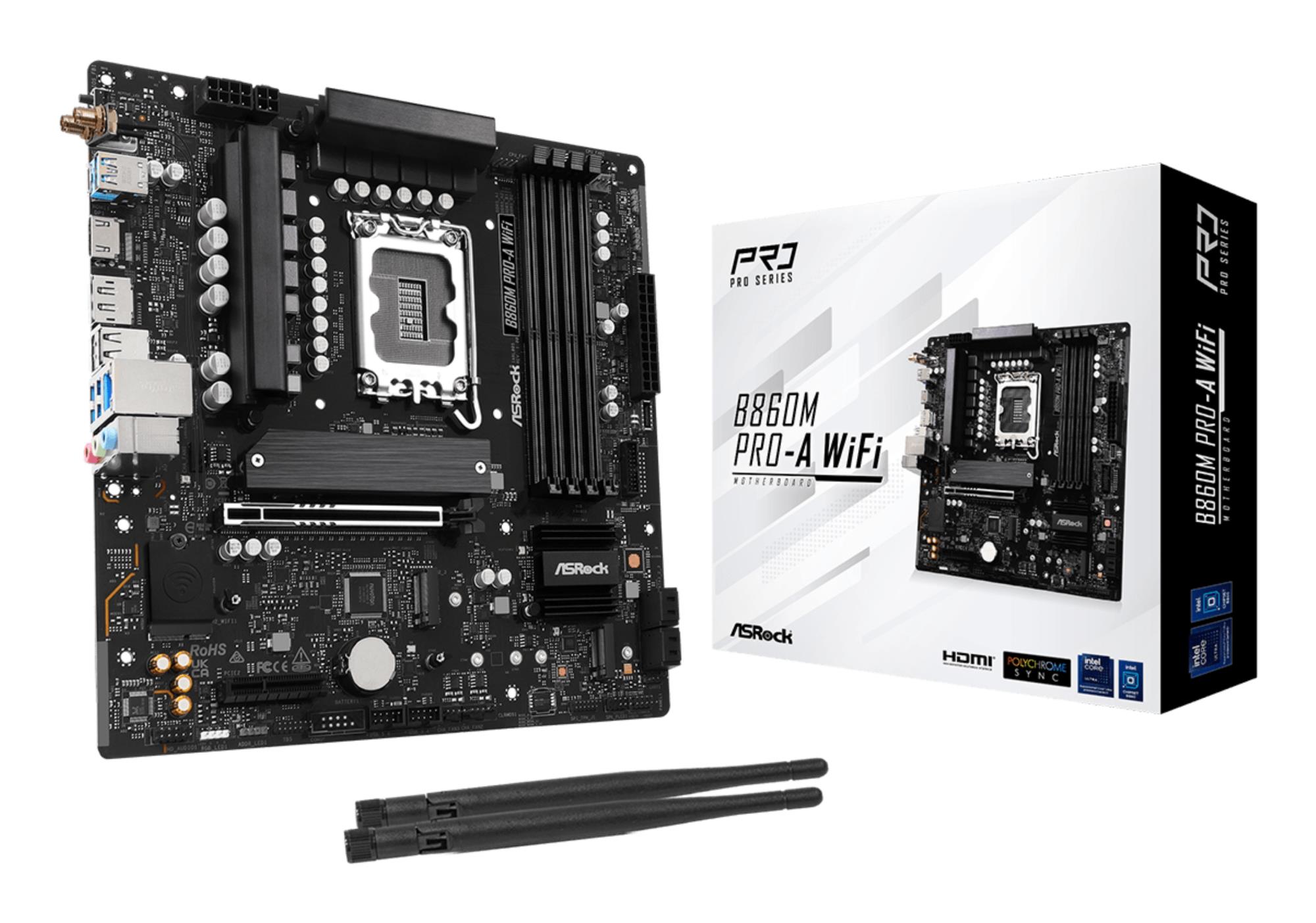 Mainboard|ASROCK|Intel B860 Express|LGA1851|Micro-ATX|Memory DDR5|Memory slots 4|B860MPRO-AWIFI