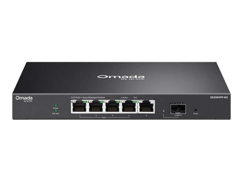 TP-LINK ES206XPP-M2 Omada 5-Port 2.5G BASE-T and 1-Port 10GE SFP+ Easy Managed Switch with 4-Port PoE++ - TP-LINK