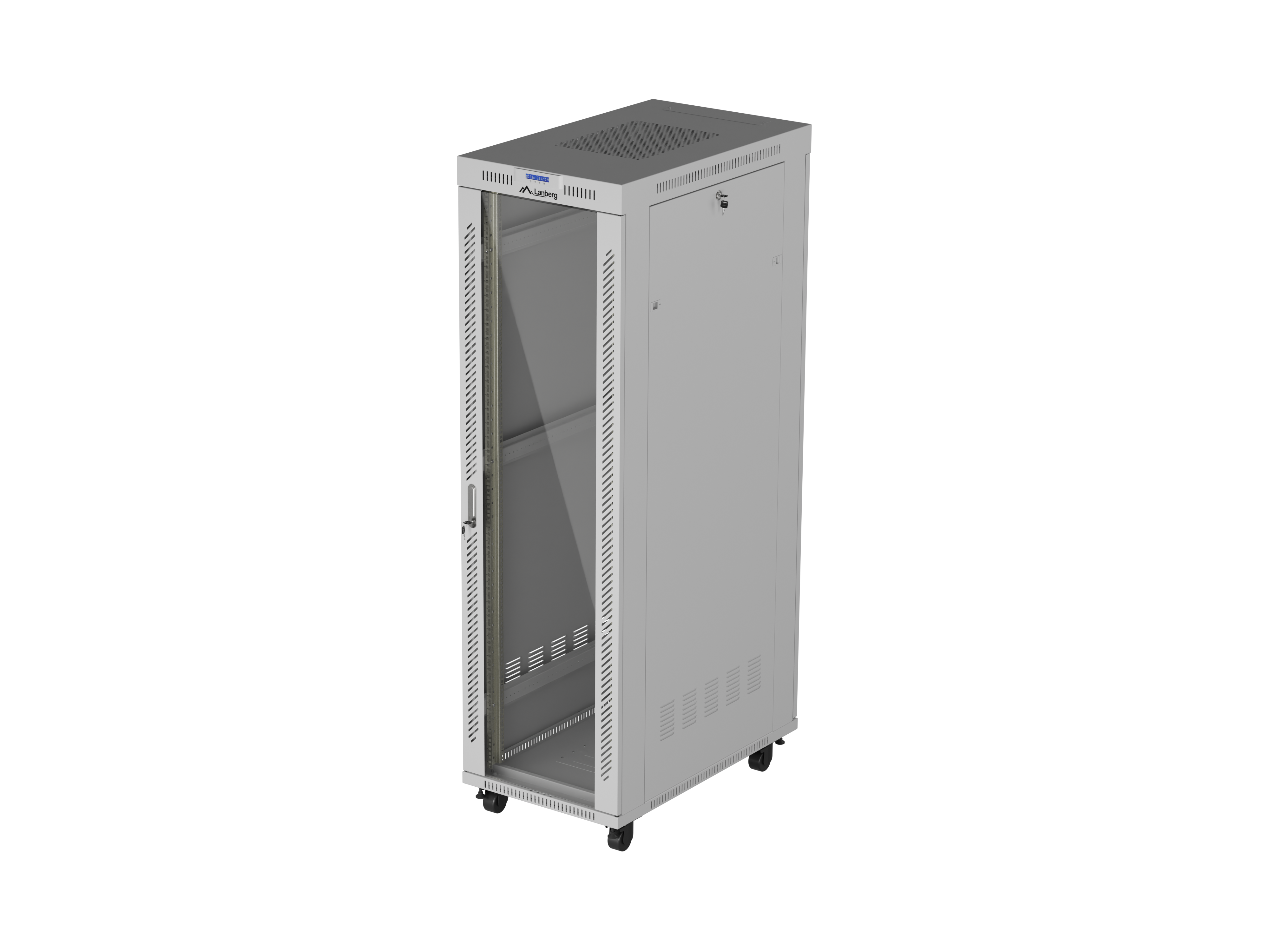Lanberg Rack cabinet 19" free-standing 42U/600x1000 (flat pack) with glass door LCD - FF01-6042-12SL - IP20 - Grey, RAL7035