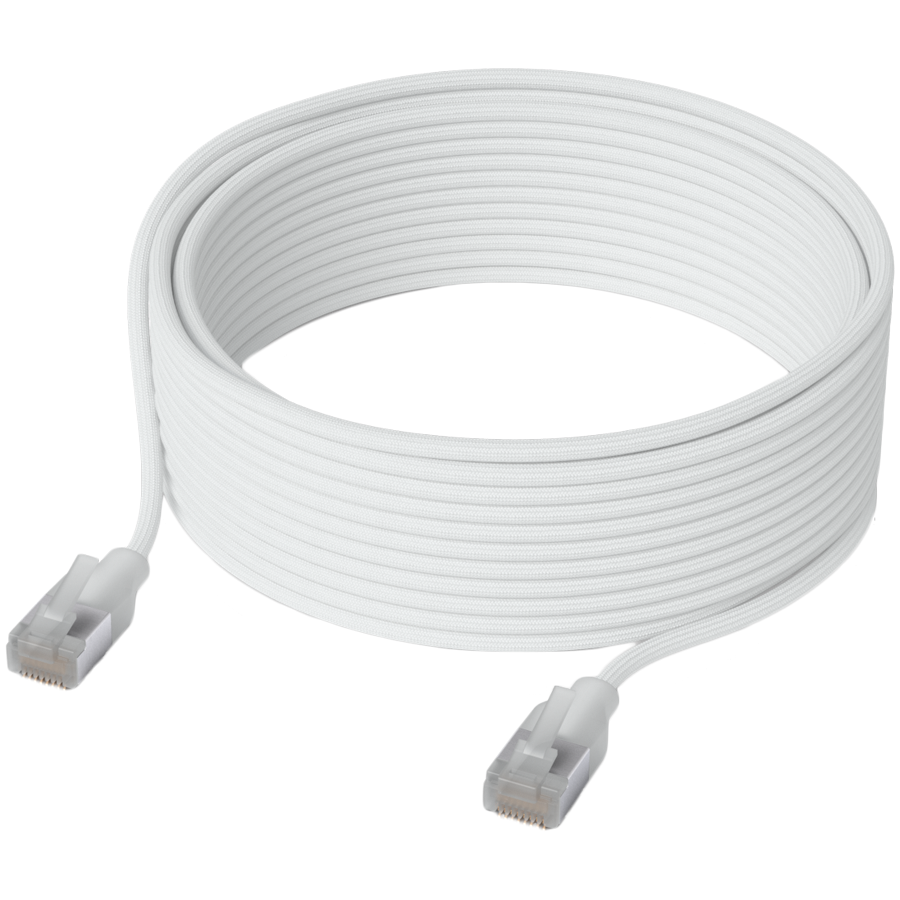 Ubiquiti UniFi UACC-Cable-Patch-EL-C6A-8M-W Premium Patch Cable Ultra-thin braided, designed and optimized for 10 GbE networking, RJ45