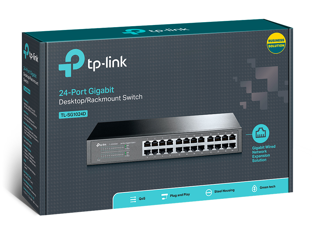 TP-LINK - Switch - TL-SG1024D - Unmanaged - Desktop/Rackmountable - Gigabit Ethernet (copper) ports quantity 24