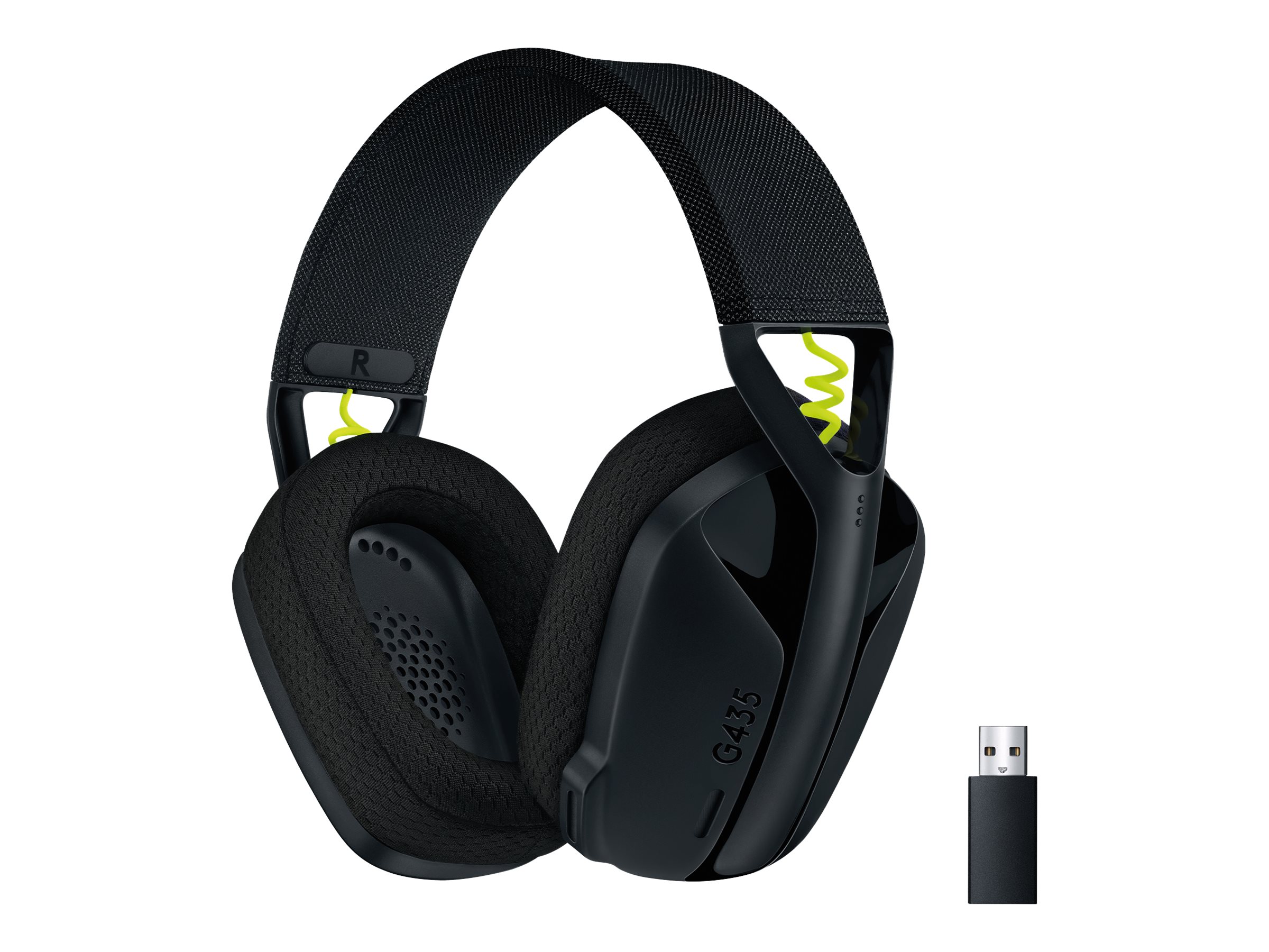 Logitech LIGHTSPEED Gaming Headset - G435 - Bluetooth - Over-Ear - Microphone - Black and Neon Yellow