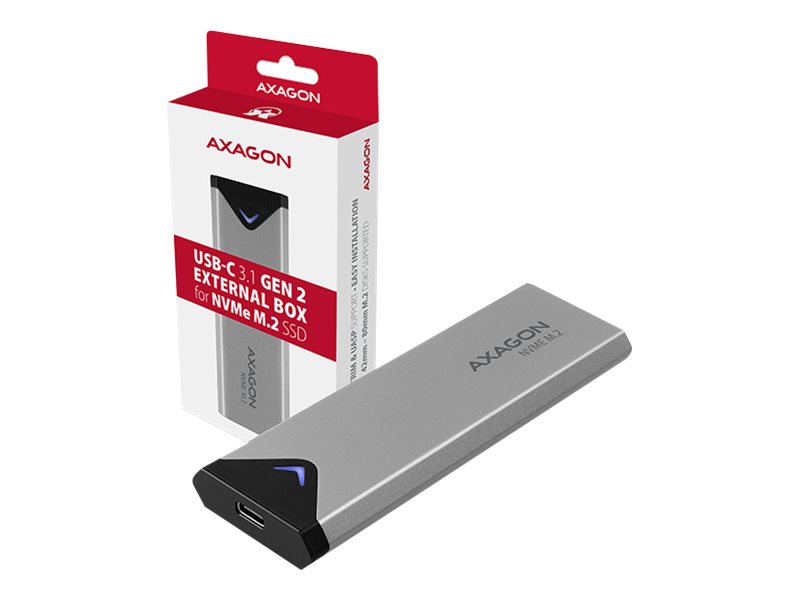 AXAGON External SuperSpeed+ USB-C metal box for M.2 NVMe SSD disks having sizes of up 42 to 80 mm - EEM2-UG2