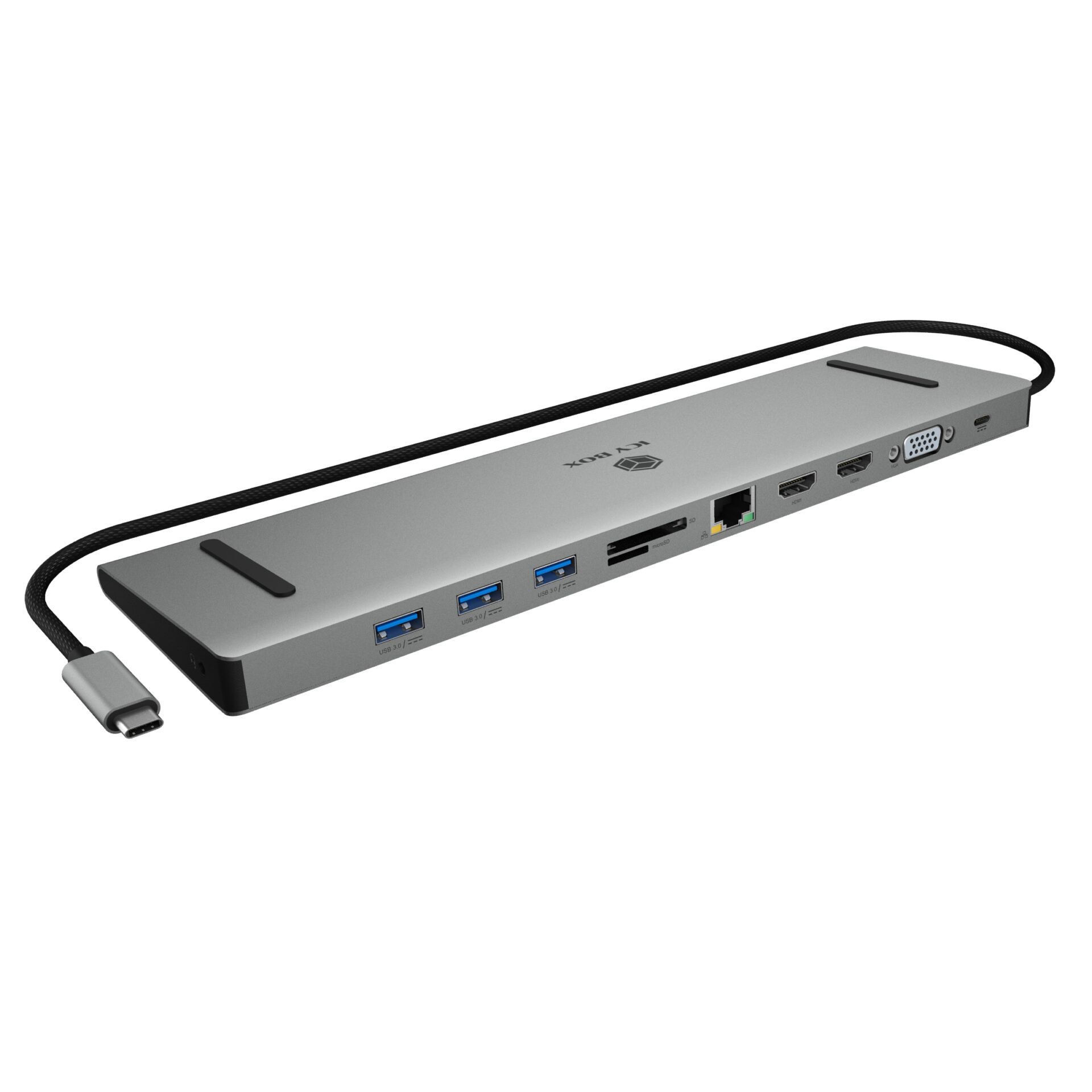 Raidsonic Docking Station - IB-DK2106a-CPD - Ethernet LAN (RJ-45) ports 1 - VGA (D-Sub) ports quantity 1 - HDMI ports quantity 2