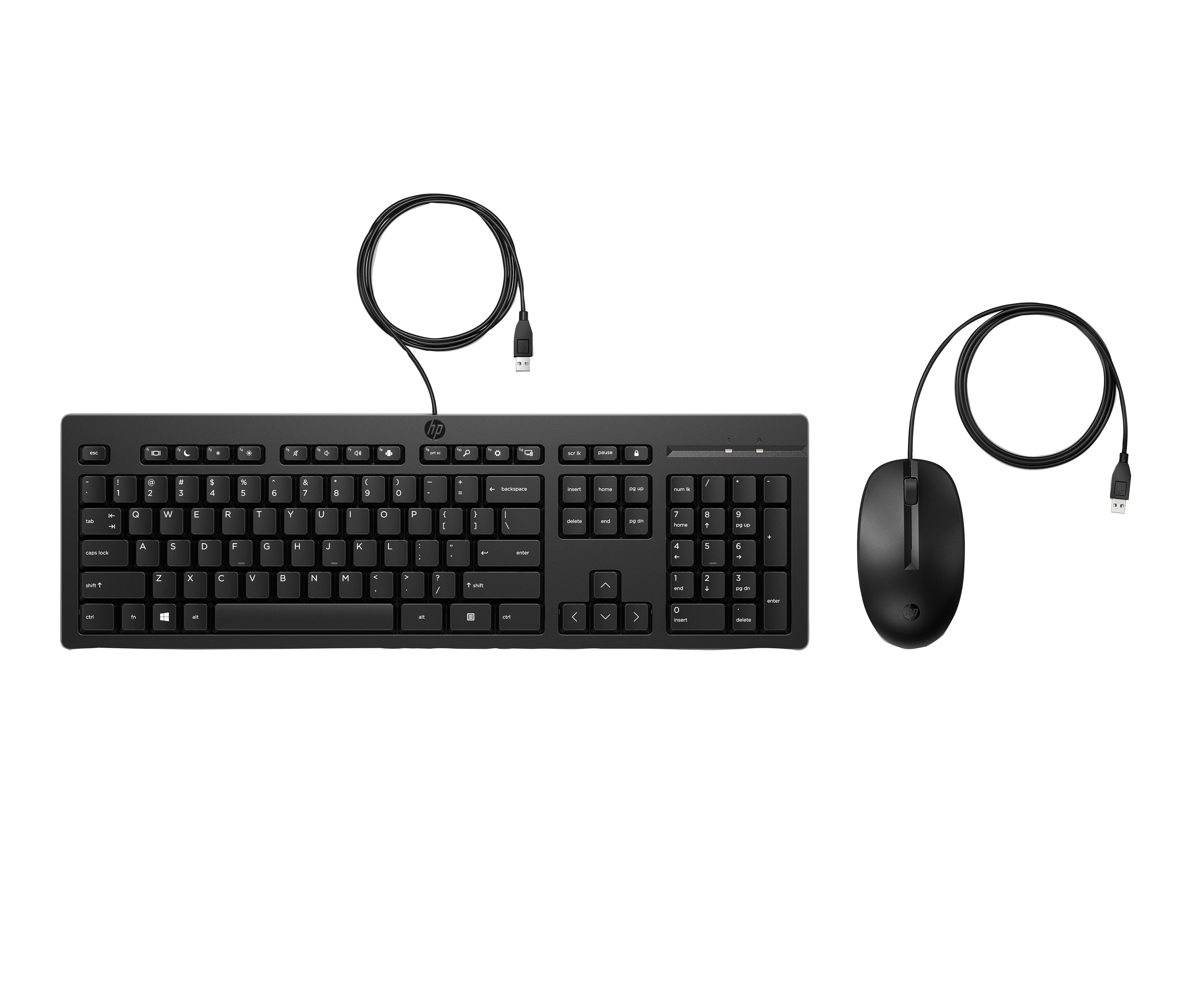 HP 225 G2 USB Wired Mouse Keyboard Combo, Copilot Key, spill resistant - Black - US ENG