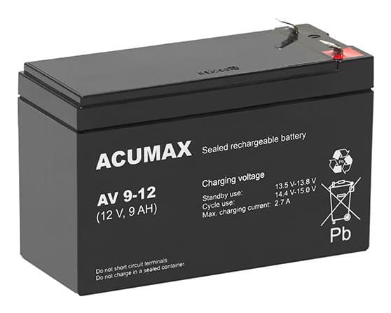 BATTERY 12V 9AH VRLA/AV9-12 T2 ACUMAX EMU