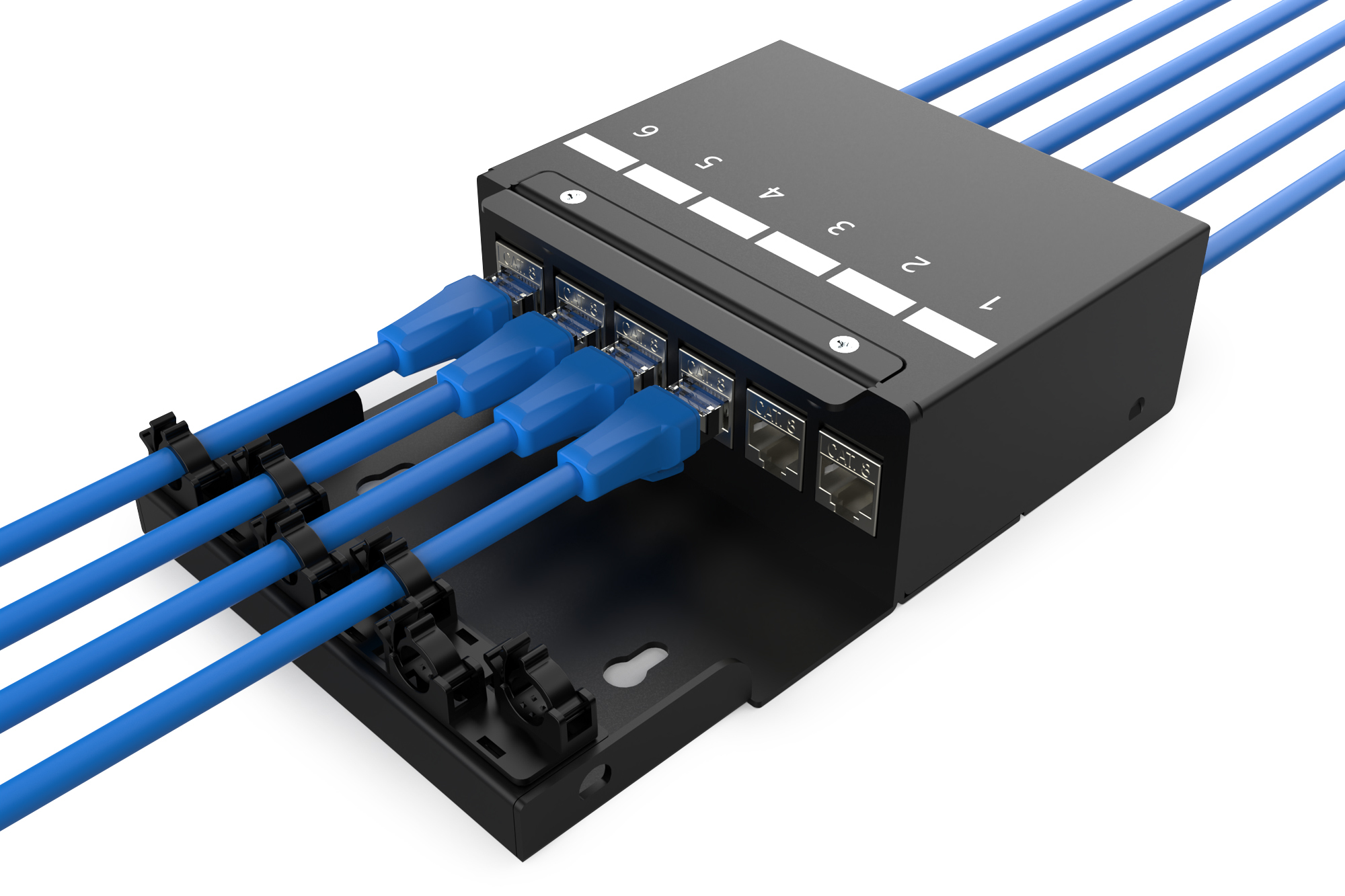Digitus Consolidation point box, 6-port Keystone modules with intelligent cable manager - DN-93708-6