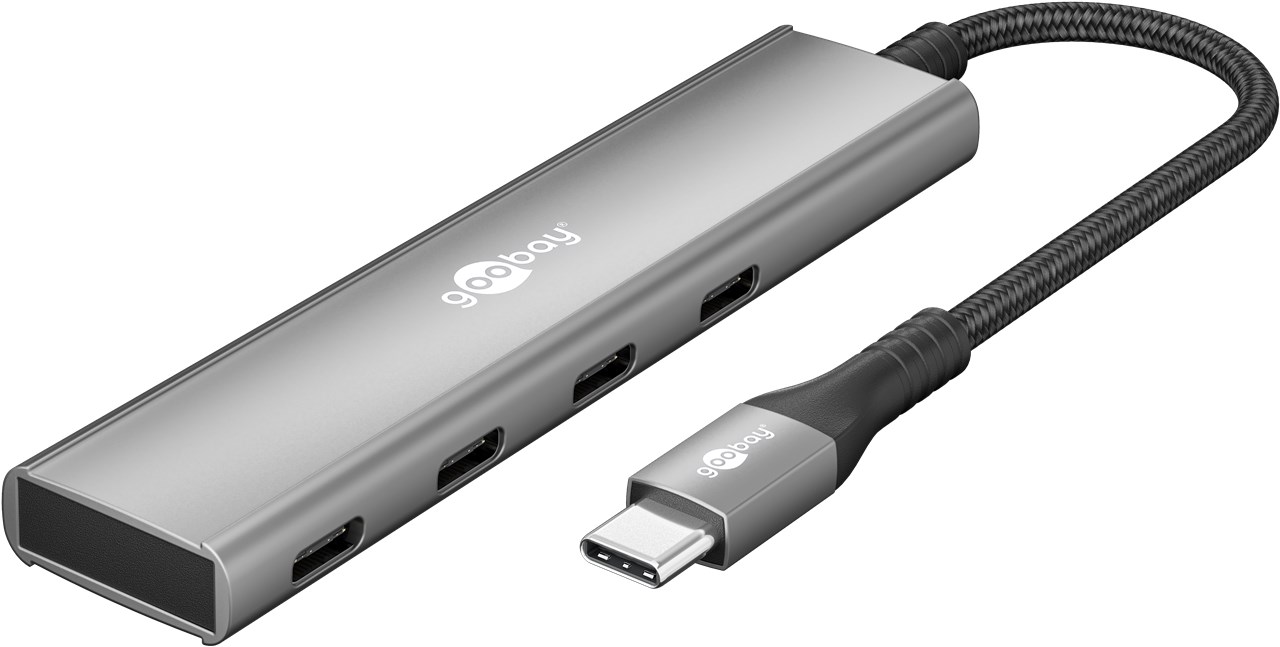 Goobay Slim 4-Port USB Hub, USB-C to USB-C, 5 Gbit/s