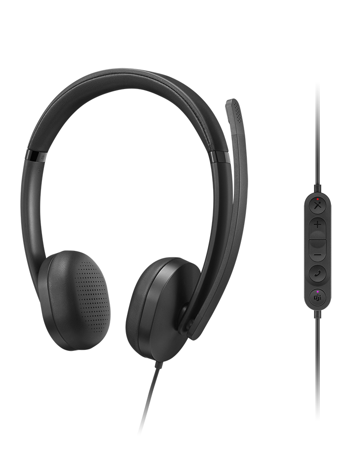 Lenovo Wired VoIP Headset 5000 (Teams) - Built-in microphone - USB Type-A, USB Type-C - Black
