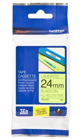 BROTHER TZEC51 black/neonyellow 24mm 5m
