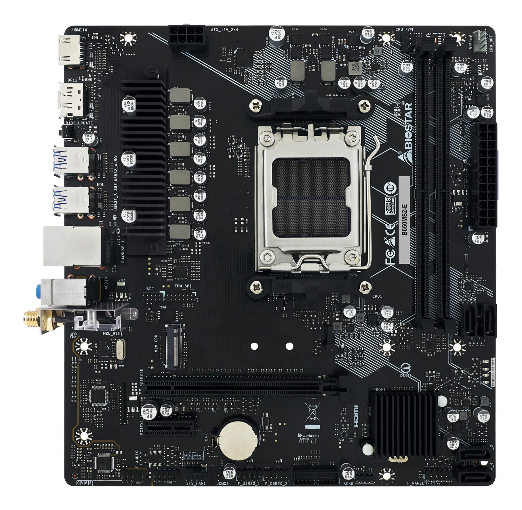 Mainboard|BIOSTAR|AMD B650|Socket AM5|micro ATX|RAM DDR5-SDRAM|2xSlots|1xNumber of M.2 (M) slots|B650MS2-E