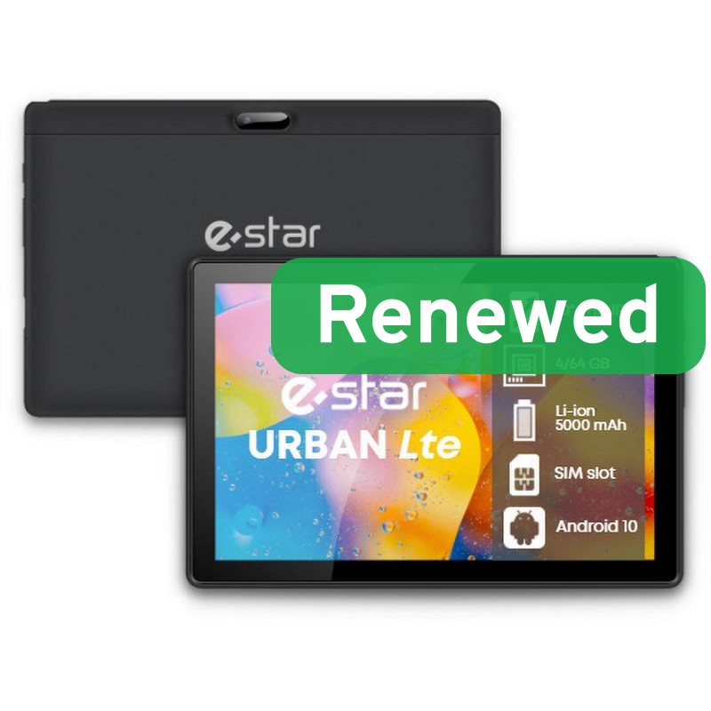 ESTAR Renewed Grade A - 10.1 URBAN Tablet 4GB - Black - 64 GB - Android
