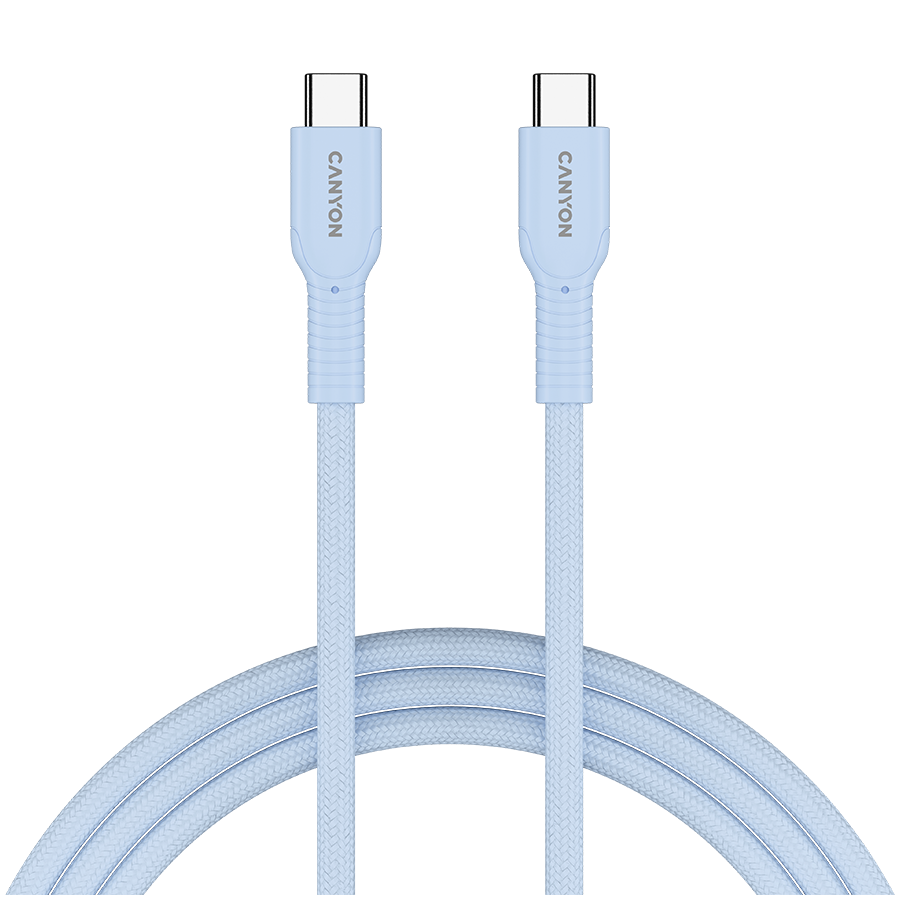 CANYON cable OnWire 60CL C-C 60W COLOR Braided 1m Light Blue