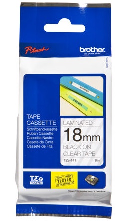 BROTHER TZE141 tape black/clear 18mm 8m