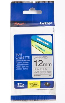 BROTHER TZEM931 12mm BLACK ON SILVER