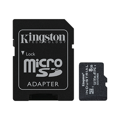 Kingston - UHS-I - 8 GB - microSDHC/SDXC Industrial Card - Flash memory class Class 10, UHS-I, U3, V30, A1 - SD Adapter