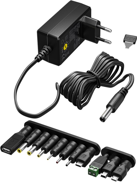 Goobay - 64568 Universal Power Supply 3 V - 12 V, Max. 12 W, Black