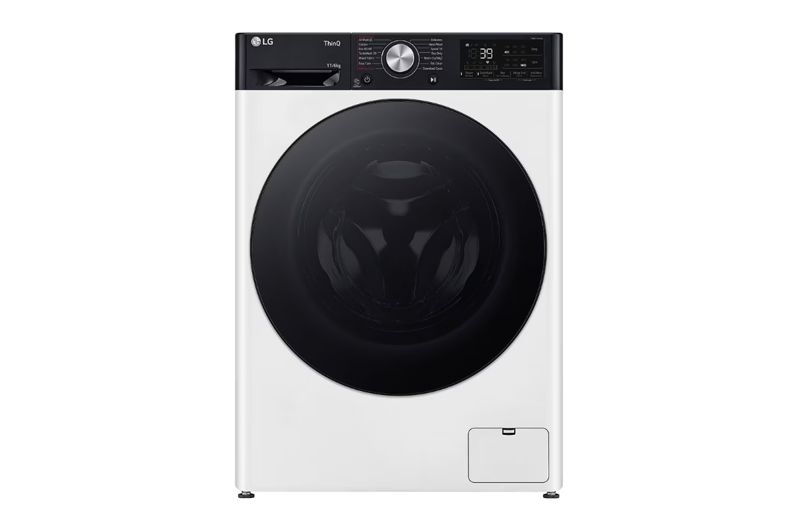 LG - Washing Machine with Dryer - F4DR711S2H - Energy efficiency class A - Front loading - Washing capacity 11 kg - 1400 RPM - Depth 56.5 cm - Width 60 cm - Display - LED - Drying system - Drying capacity 6 kg - Steam function - Direct drive - Wi-Fi - Whi