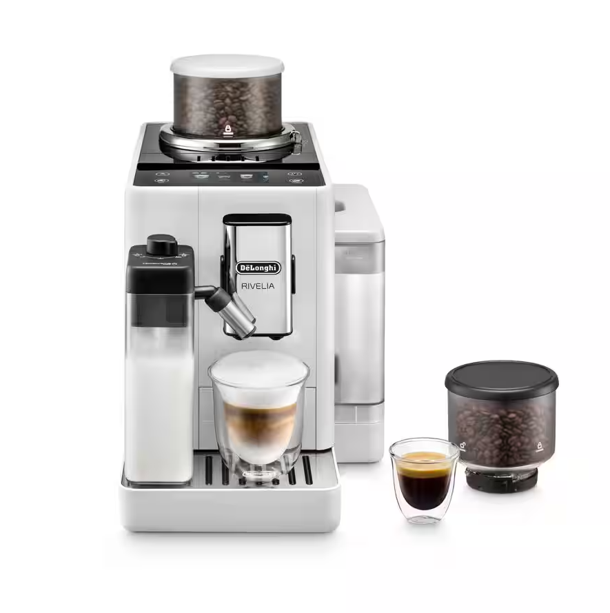 Delonghi - Coffee maker - Rivelia EXAM440.55.W - Pump pressure 19 bar - Built-in milk frother - Fully Automatic - 1450 W - Arctic White