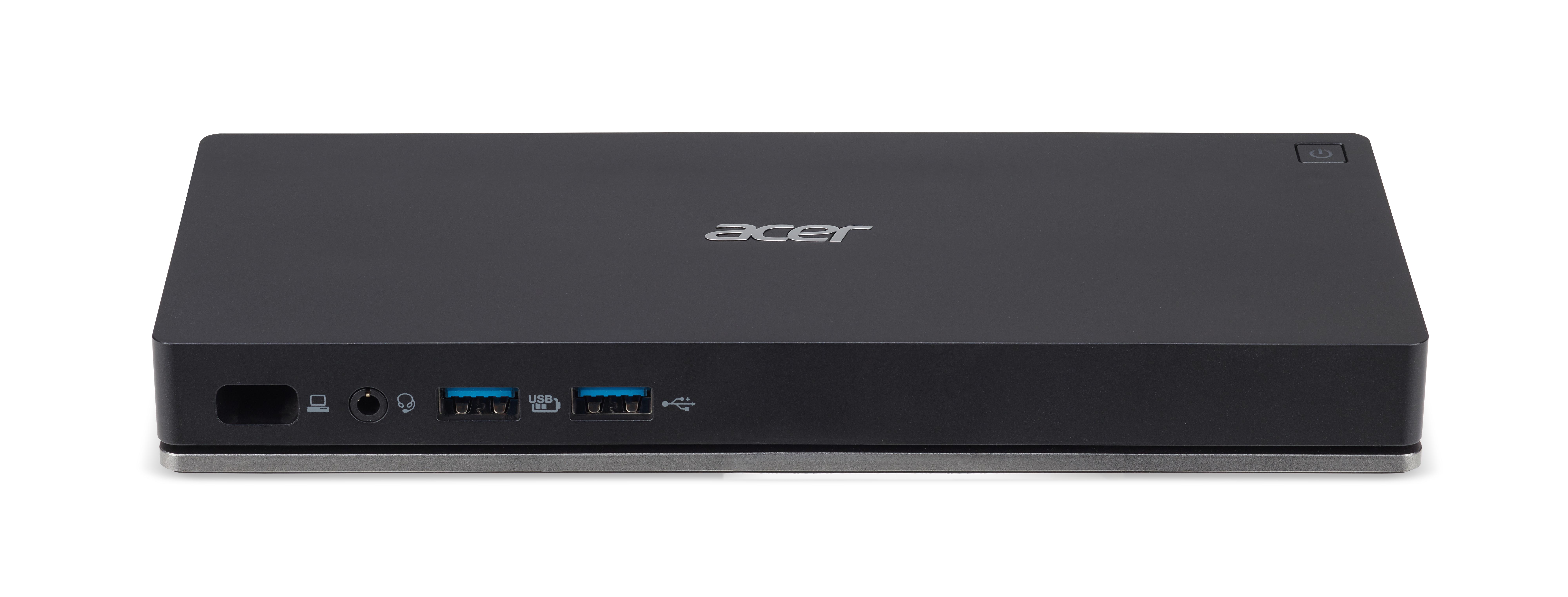 Acer USB TYPE-C Docking Station II - EU Power Cord, Black - Ethernet LAN (RJ-45) ports 1 - USB 3.0 (3.1 Gen 1) ports quantity 2 - 60 W