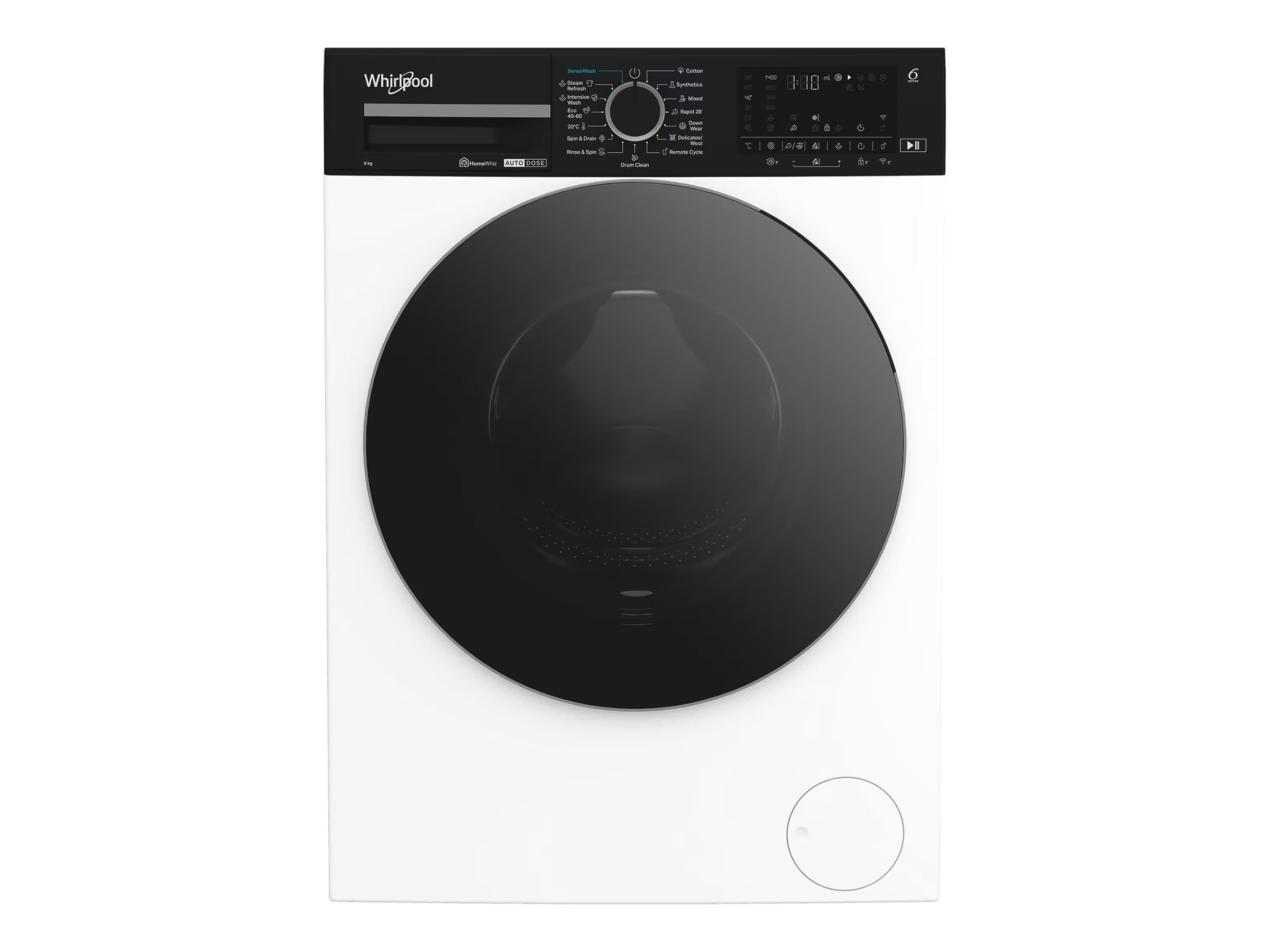 Whirlpool - Washing machine - WPM 87W ADS EE - Energy efficiency class A - Front loading - Washing capacity 8 kg - 1400 RPM - Depth 55 cm - Width 60 cm - Display - Digital - White