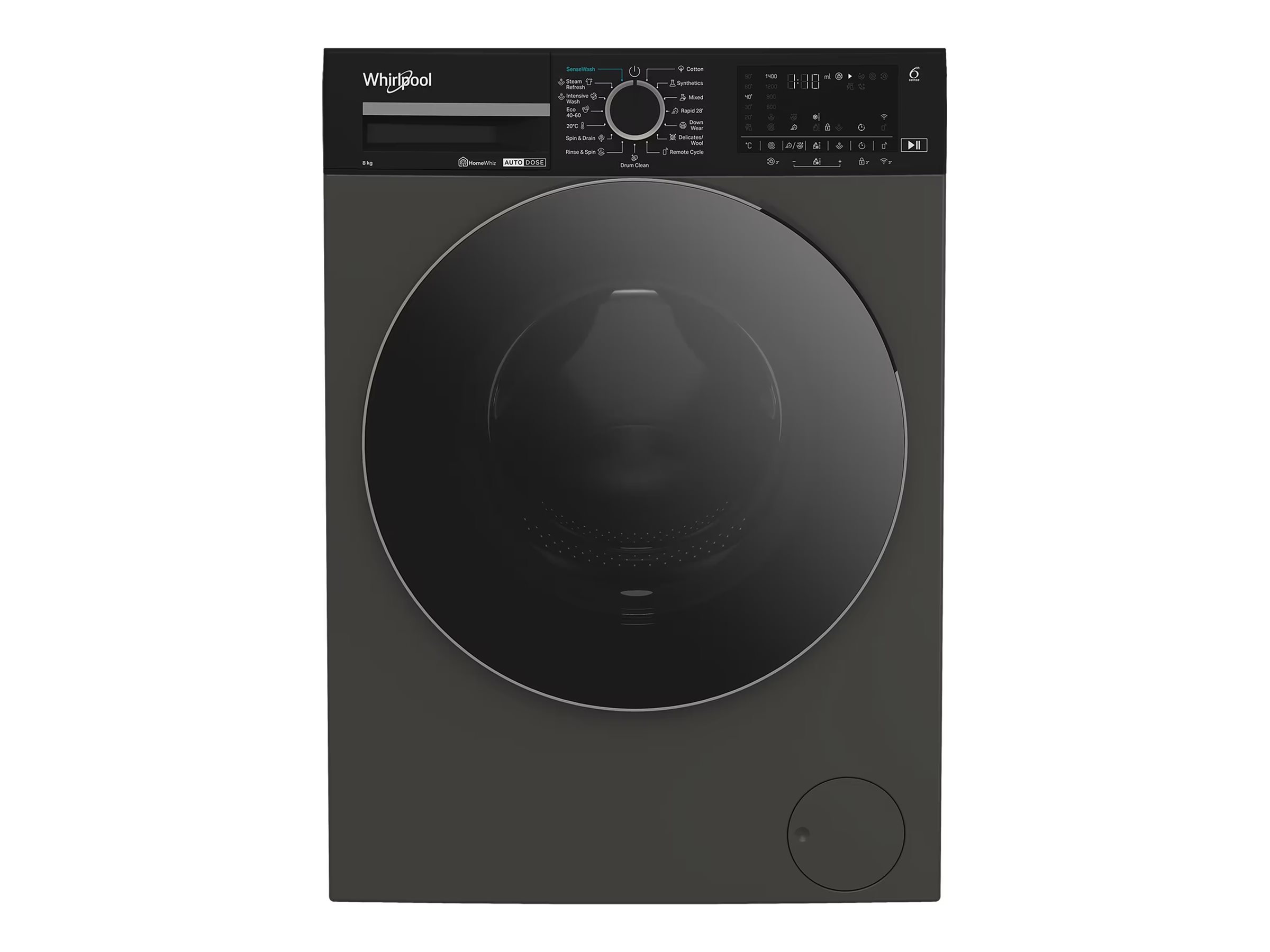 Whirlpool - Washing machine - WPM 87G ADS EE - Energy efficiency class A - Front loading - Washing capacity 8 kg - 1400 RPM - Depth 55 cm - Width 60 cm - Display - Digital - Manhattan Grey