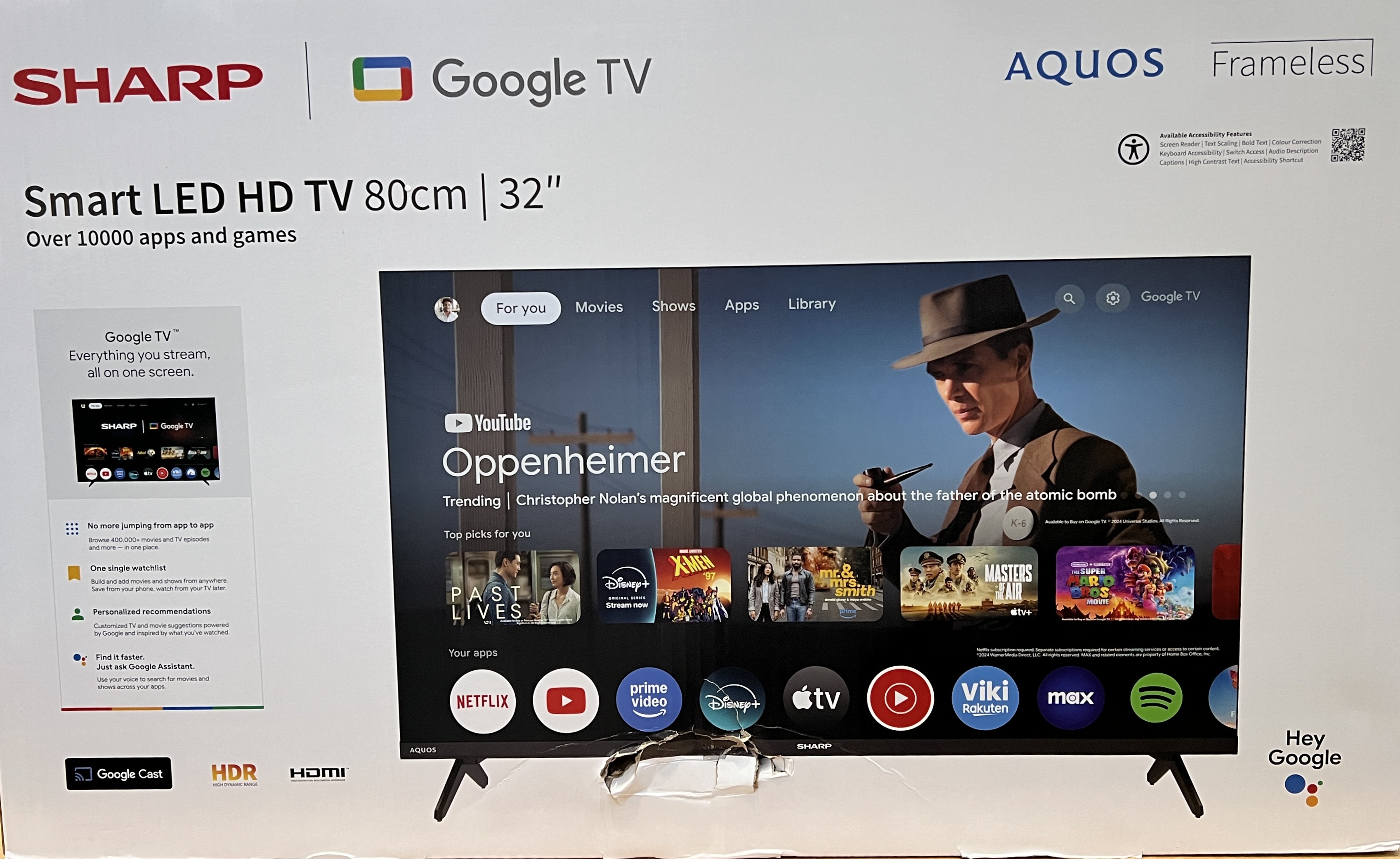 SALE OUT. Sharp 32HF2265E 32" (81cm) HD Ready Google TV - SALE OUT. Sharp 32HF2265E - 32 - Smart TV - Google TV - DAMAGED PACKAGING